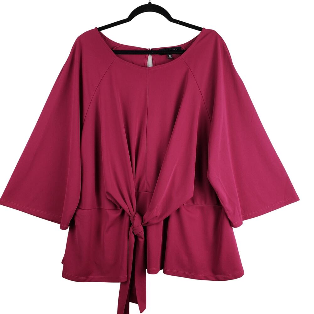 Eloquii Plus Size 26/28 Tie Front Blouse Magenta Pink Romantic Regencycore Girly